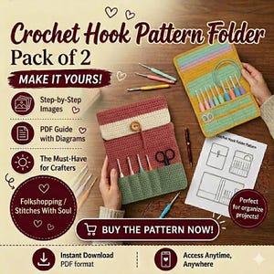 Crochet Hook Case Patterns – Pack of 2 DIY Organizer Tutorial (PDF Download)