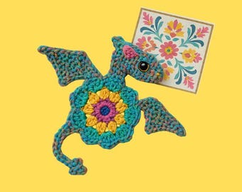 Crochet Dragon Coaster Pattern – Unique Pocket Flower Design, DIY Amigurumi PDF Tutorial (Multilingual Download)