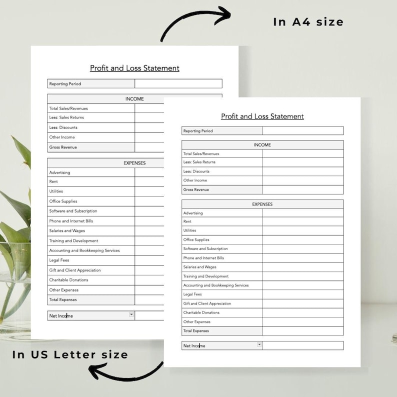Printable Profit and Loss Statement Template: Editable Financial Report ...