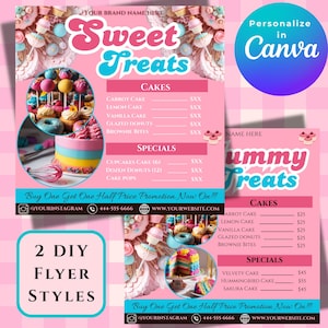 Bakery Cake Flyer Template | Bake Sale, Dessert Shop Marketing | Printable Pastry Flyer Canva | Sweet Treats Cake Business Flyer Instagram