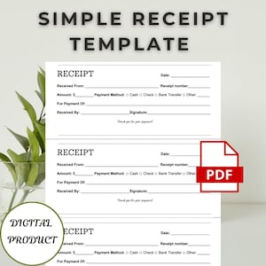 Printable Receipt. Receipt Template. Customer Receipt. Minimalist Receipt. Digital Receipt. Rent Receipt Template. Business Receipt. PDF