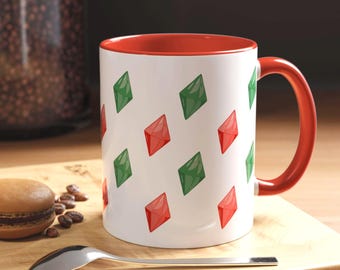 Red & Green Diamond Mug | Gaming Mug, Gaming Gift