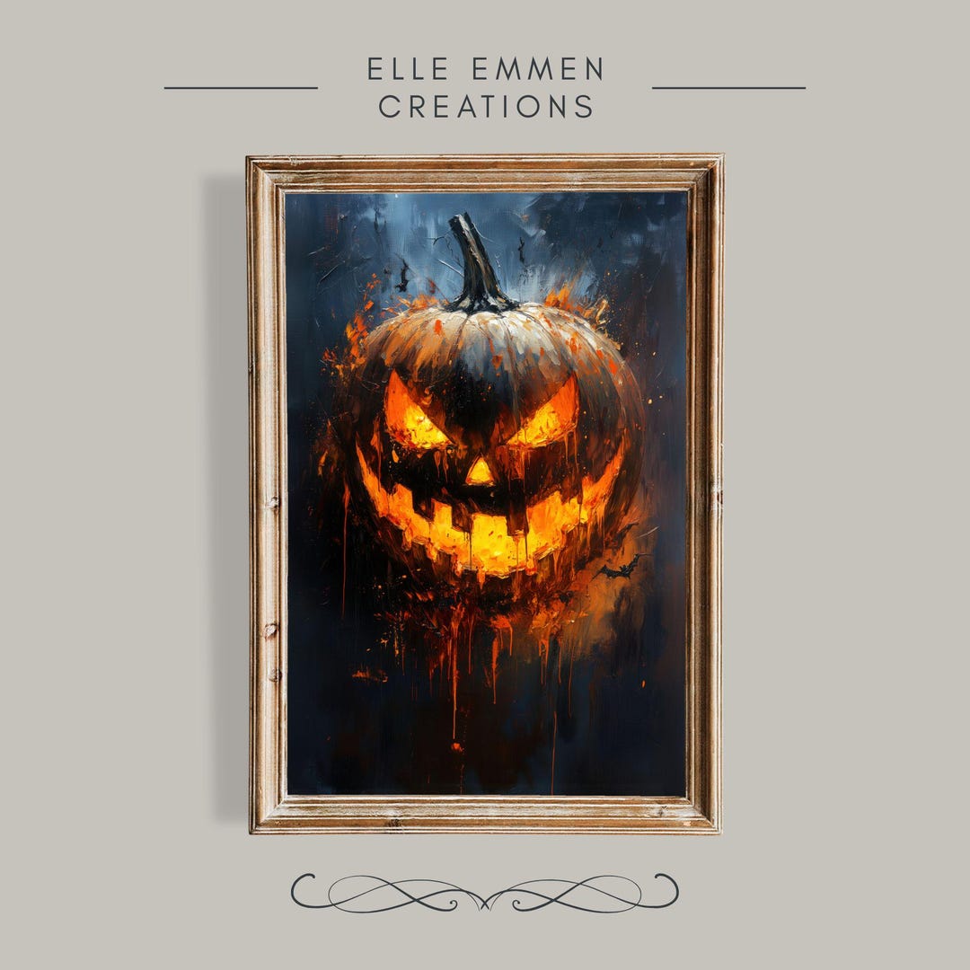 Fiery Jack O’lantern Print – Creepy Halloween Wall Art (digital ...