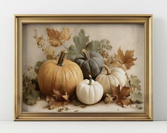 Autumn Pumpkin Still Life Art Print: Rustic Farmhouse Decor (Digital Download)