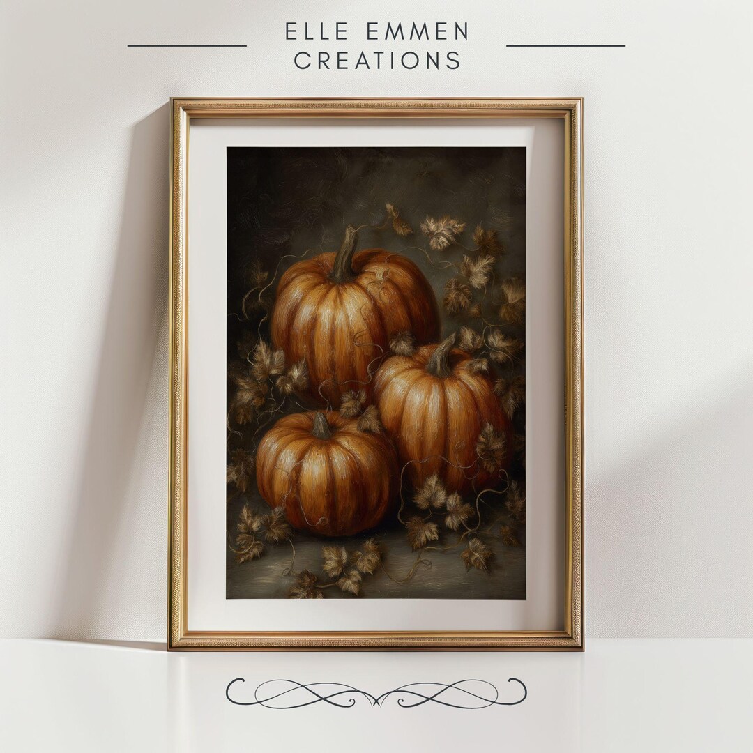 Autumn Pumpkin Still Life Print | Rustic Fall Wall Art | Harvest ...