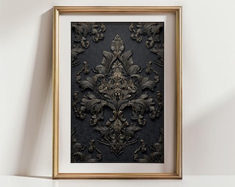 Donkerbarok damastkunstprint: gotisch glamourdecor (digitale download)