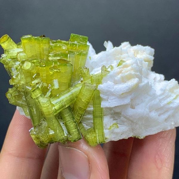 Natural Green Color Tourmaline Crystals Bunch on Matrix Specimen from Chakpo Mine Skardu, Raw Tourmaline Specimen. 49 grams