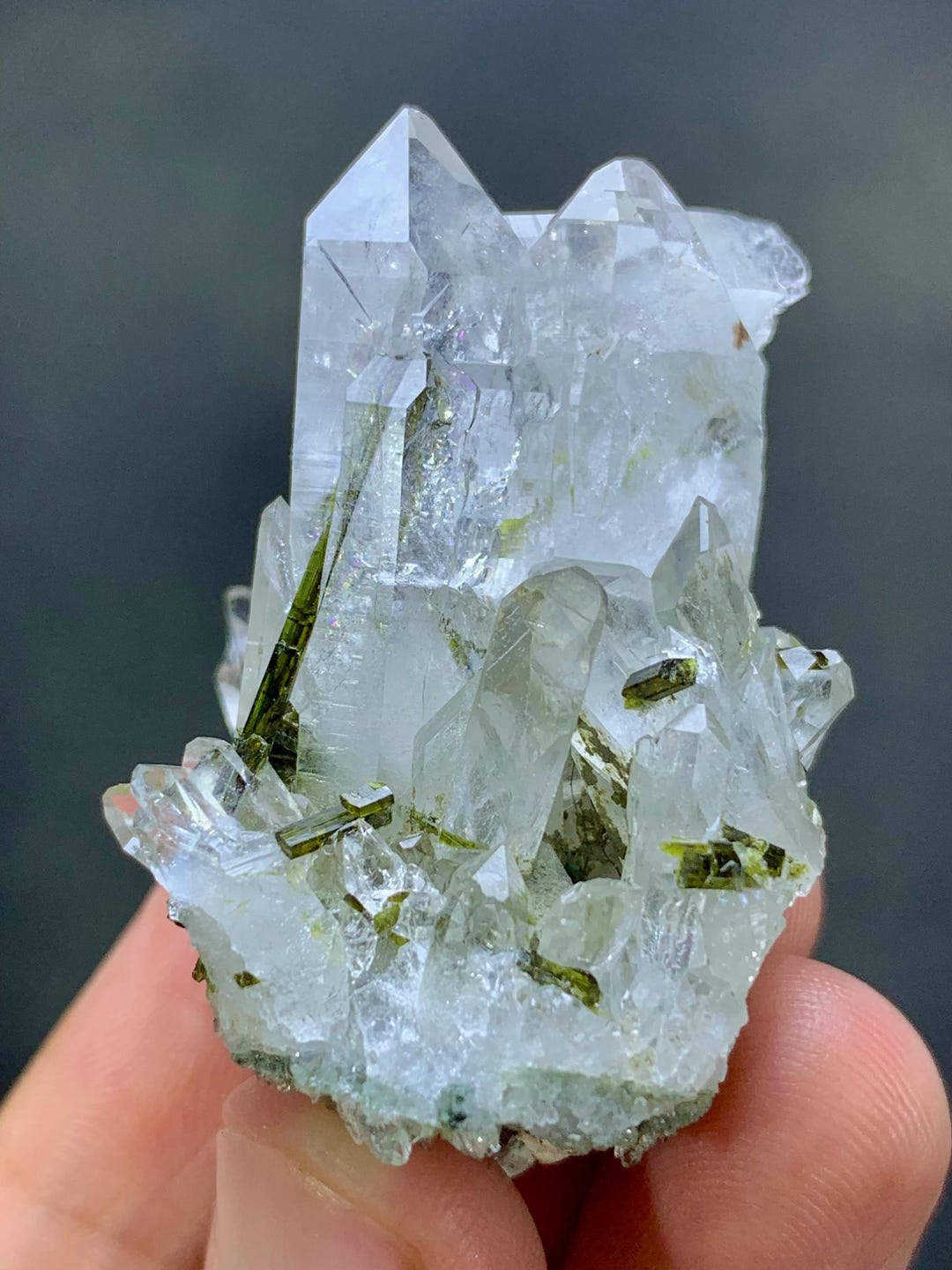 Natural Green Color Epidote With Quartz Combined Specimen From ...