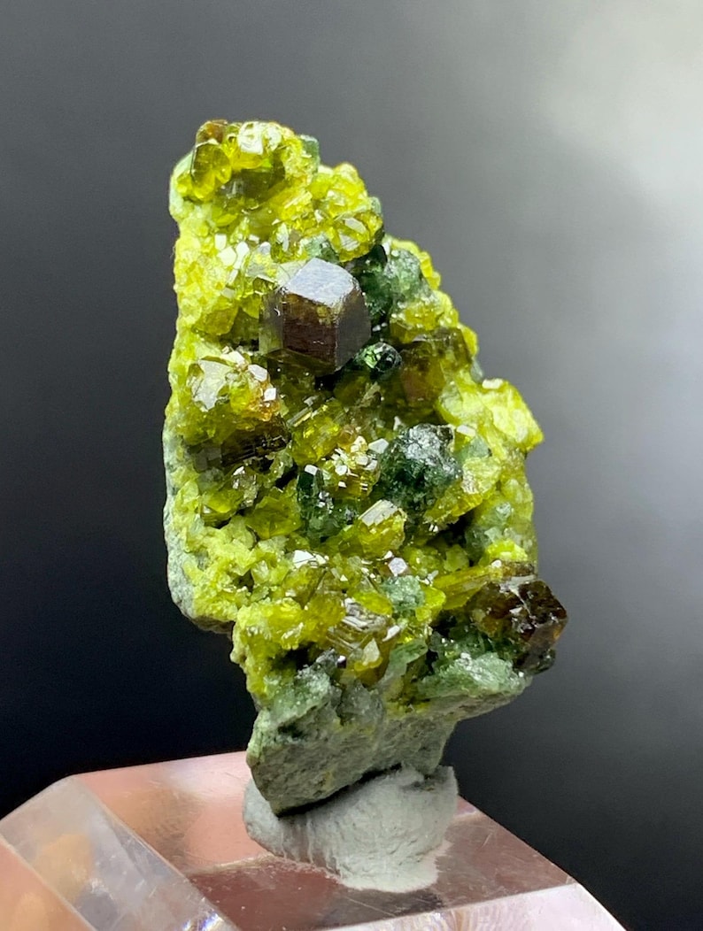 Natural Green Color Epidote Bunch With Diopside Combined Specimen From ...