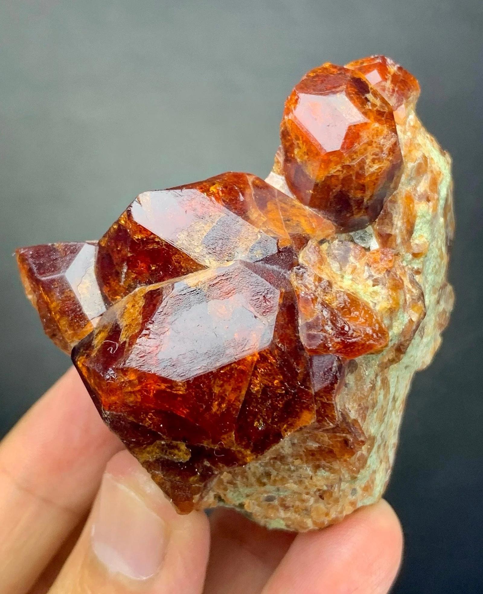 Natural Hessonite Garnet Crystals Specimen From Skardu Mine, Raw