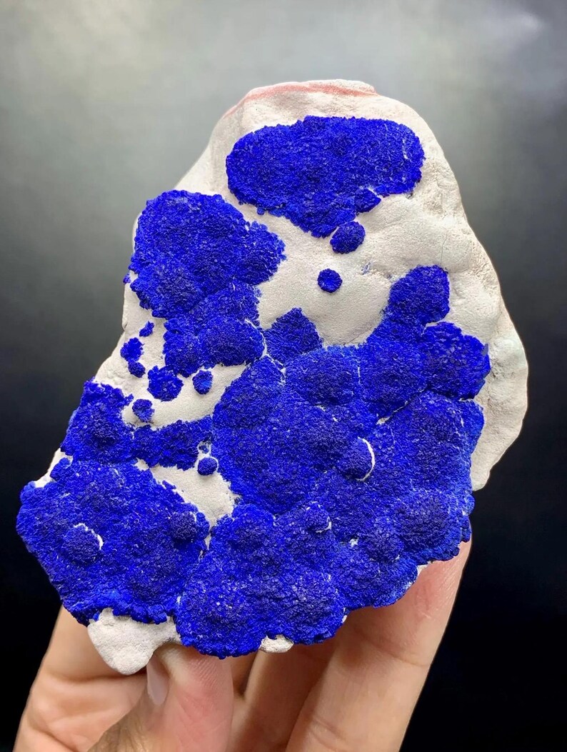 Natural Deep Blue Color Azurite Suns on White Kaolinite Matrix Specimen ...