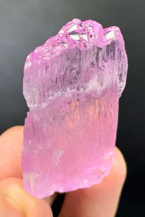 Natural Pink Colour Mountain Shape Fluorescent Double Terminated Kunzite Var Spodumene Crystal from Afghanistan Mine. 24 Grams
