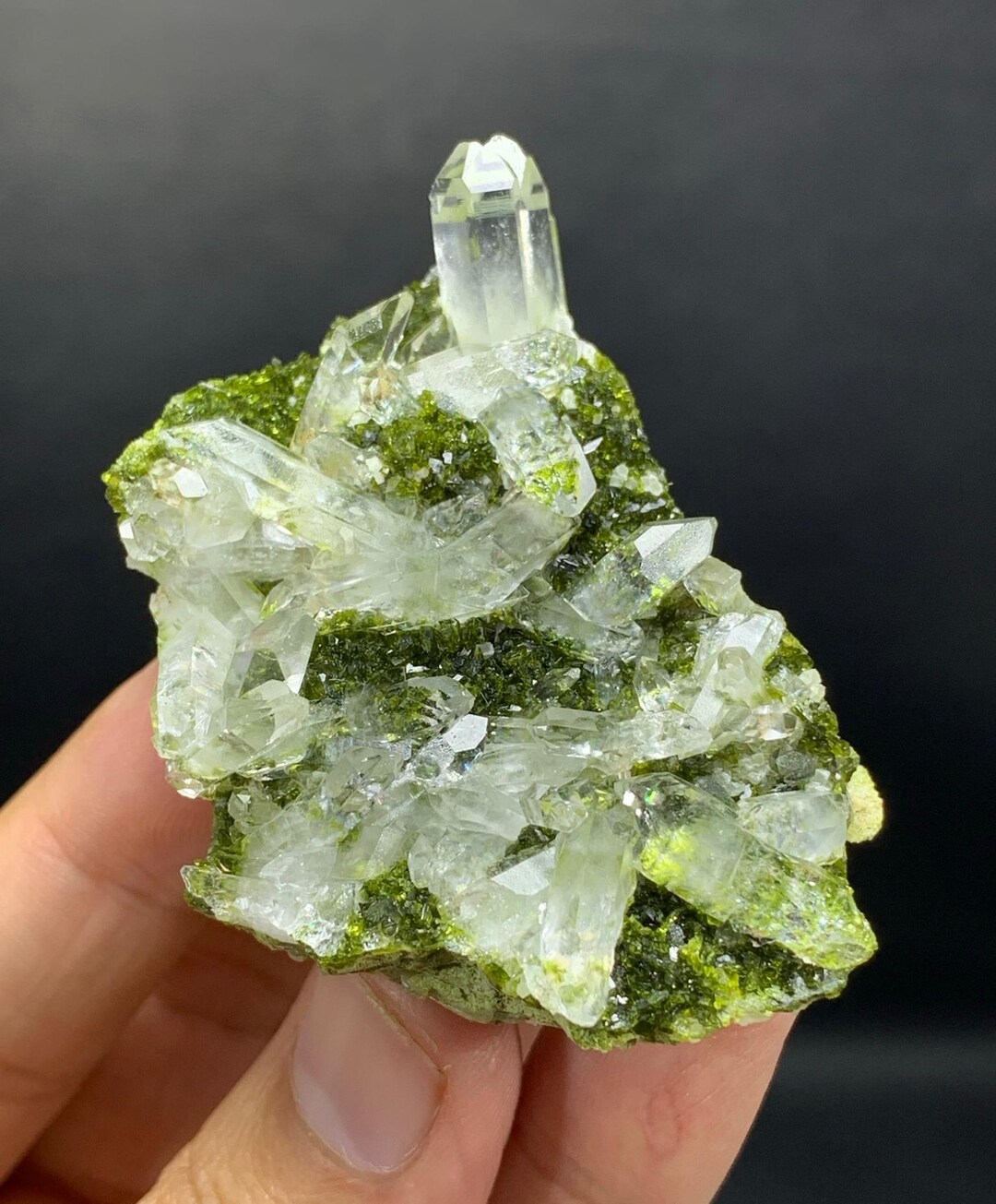 Natural Green Color Epidote With Quartz Combined Specimen From ...