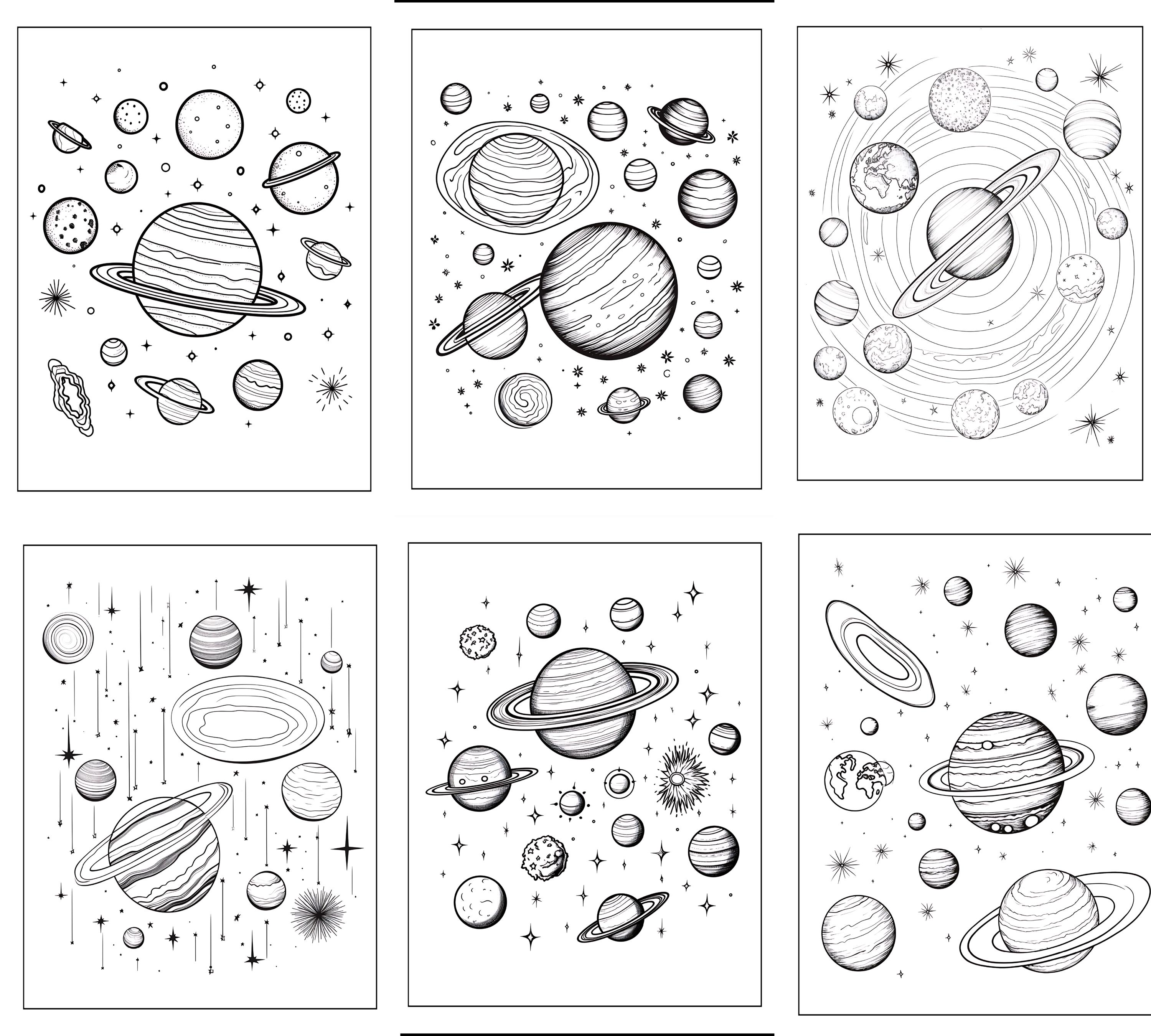 Solar System Coloring Book Bundle,100 Pages and 10 Cover,digital ...