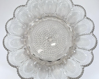 Indiana Glass Hobnail Clear Egg & Relish Tray, Holds 15 Eggs, 11.25" Round