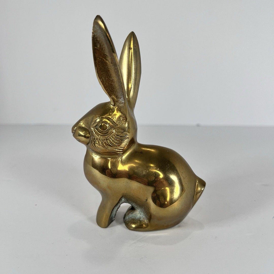 Vintage Solid Brass Rabbit Paperweight Bunny Figurine Whimsical ...