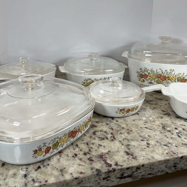 Vintage CorningWare Casserole Set: Spice of Life, 11-Piece with Lids