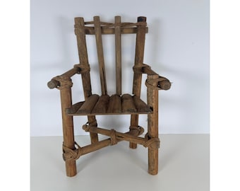 Rustic Wooden Doll chair / plant stand Miniature primitive Folk Art