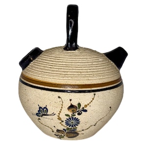 Vintage Mexican Ceramic Cantaro: Hand-Painted Floral Folk Art