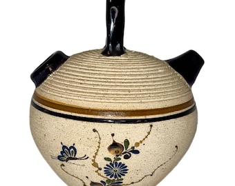 Vintage Mexican Ceramic Cantaro: Hand-Painted Floral Folk Art