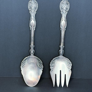 Sheridan Serving Spoon & Fork, Silverplated, Ornate Beautiful Pattern