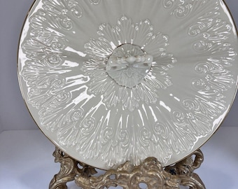 Lenox Ivory China Chateau Center Handle Sandwich Tidbit Dessert Tray 24 K Gold