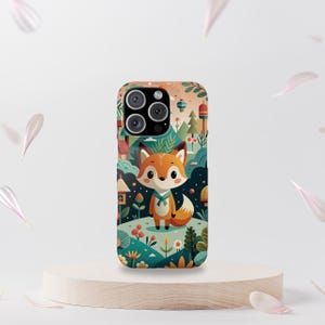 Snap Handyhülle, Niedlicher Cartoon Fuchs Wald Snap Hülle, Verspielte Fuchs Handyhülle, Märchenwald Fuchs, Bunte süße Fuchs Illustration