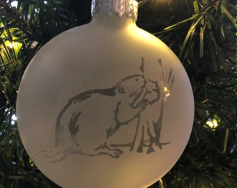 Beaver wood ornament handmade rustic gift from Canada