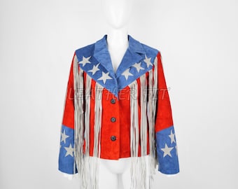 American Flag Suede Fringe Jacket: Western Cowgirl Style