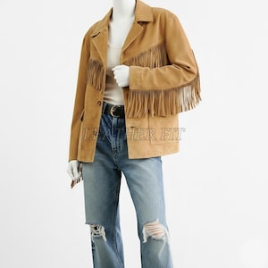 Tan Suede Fringe Western Jacket: Handmade Cowgirl Rodeo Coat image 1