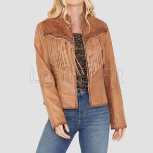 Tan Suede Fringe Western Jacket: Handmade Cowgirl Rodeo Coat