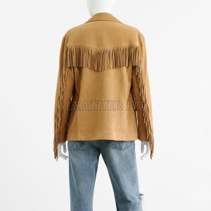 Tan Suede Fringe Western Jacket: Handmade Cowgirl Rodeo Coat image 2