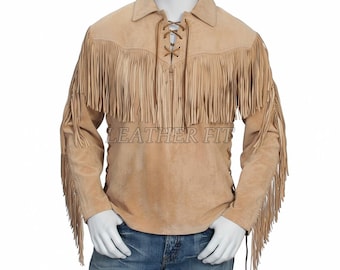 Vintage Suede Fringe Pullover Shirt: Western Cowboy Style