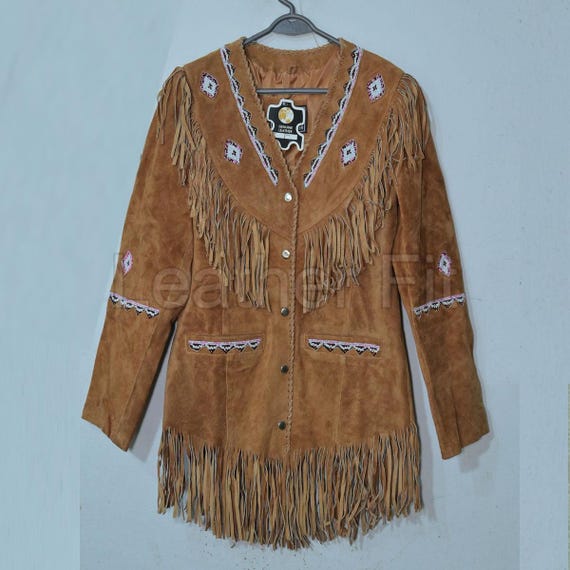 【vintage】 western fringe suede jacket Handmade Suede Fringe Western Jacket, Cowgirl Beaded Rodeo Coat - Etsy