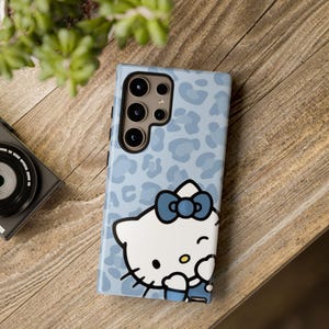 Hello Kitty-telefoonhoesje - Hello Kitty luipaardprint, technisch accessoire met dierenprint, cadeau voor kattenliefhebbers, terug naar school afbeelding 3