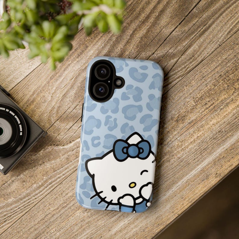 Hello Kitty-telefoonhoesje - Hello Kitty luipaardprint, technisch accessoire met dierenprint, cadeau voor kattenliefhebbers, terug naar school afbeelding 5