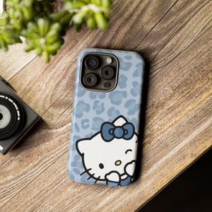 Hello Kitty-telefoonhoesje - Hello Kitty luipaardprint, technisch accessoire met dierenprint, cadeau voor kattenliefhebbers, terug naar school afbeelding 2