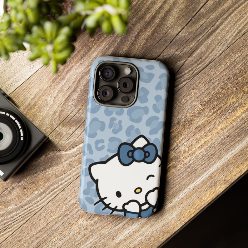 Hello Kitty-telefoonhoesje - Hello Kitty luipaardprint, technisch accessoire met dierenprint, cadeau voor kattenliefhebbers, terug naar school afbeelding 2