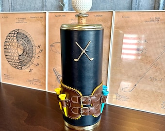 Vintage Black Leather Golf Caddy Decanter