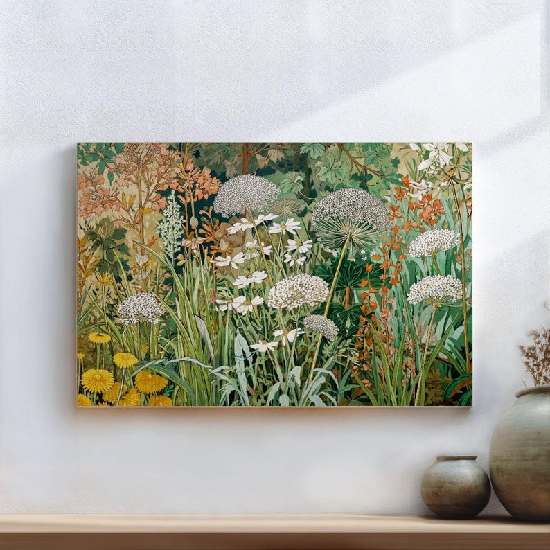 Botanical Art Print: Wildflowers Landscape Artwork Wall Decor - Etsy