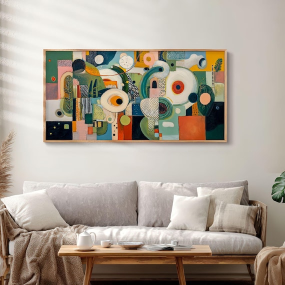 Art Print: Abstract wall decor, mid-century modern colorful painting