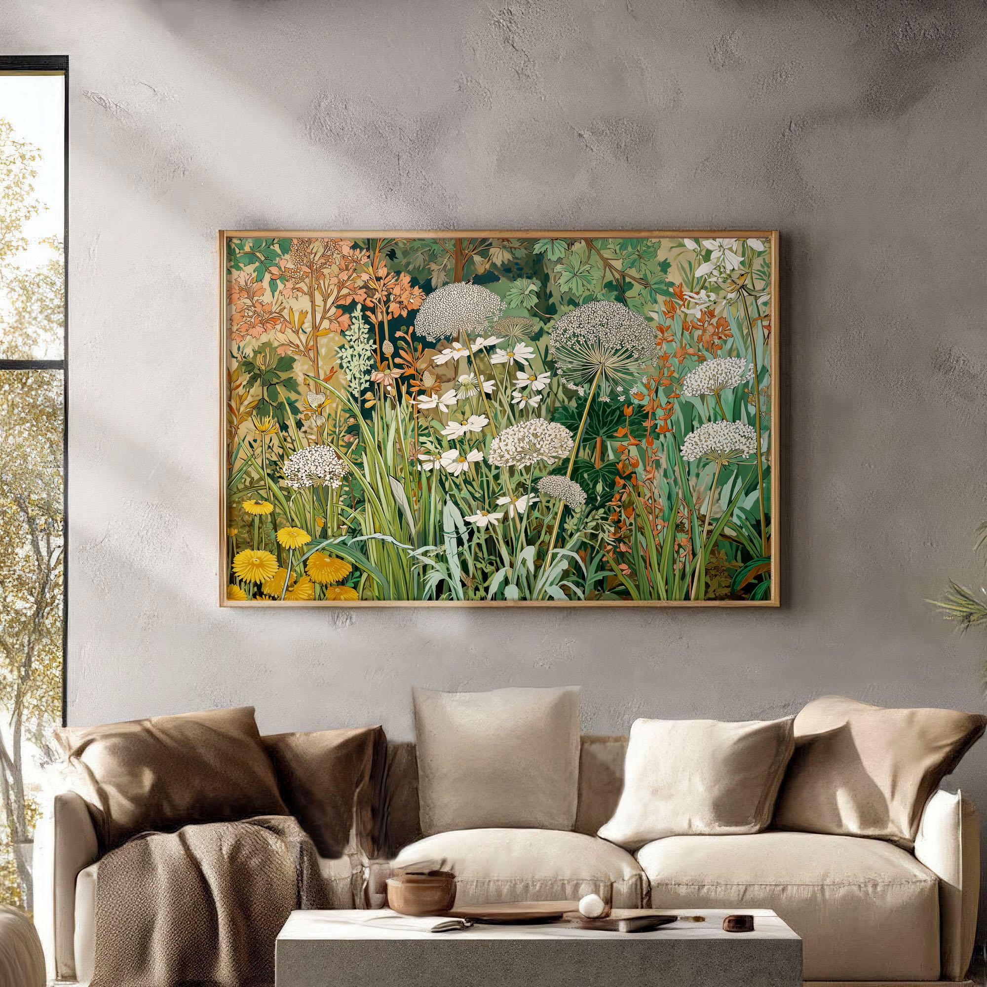 Botanical Art Print: Wildflowers Landscape Artwork Wall Decor - Etsy