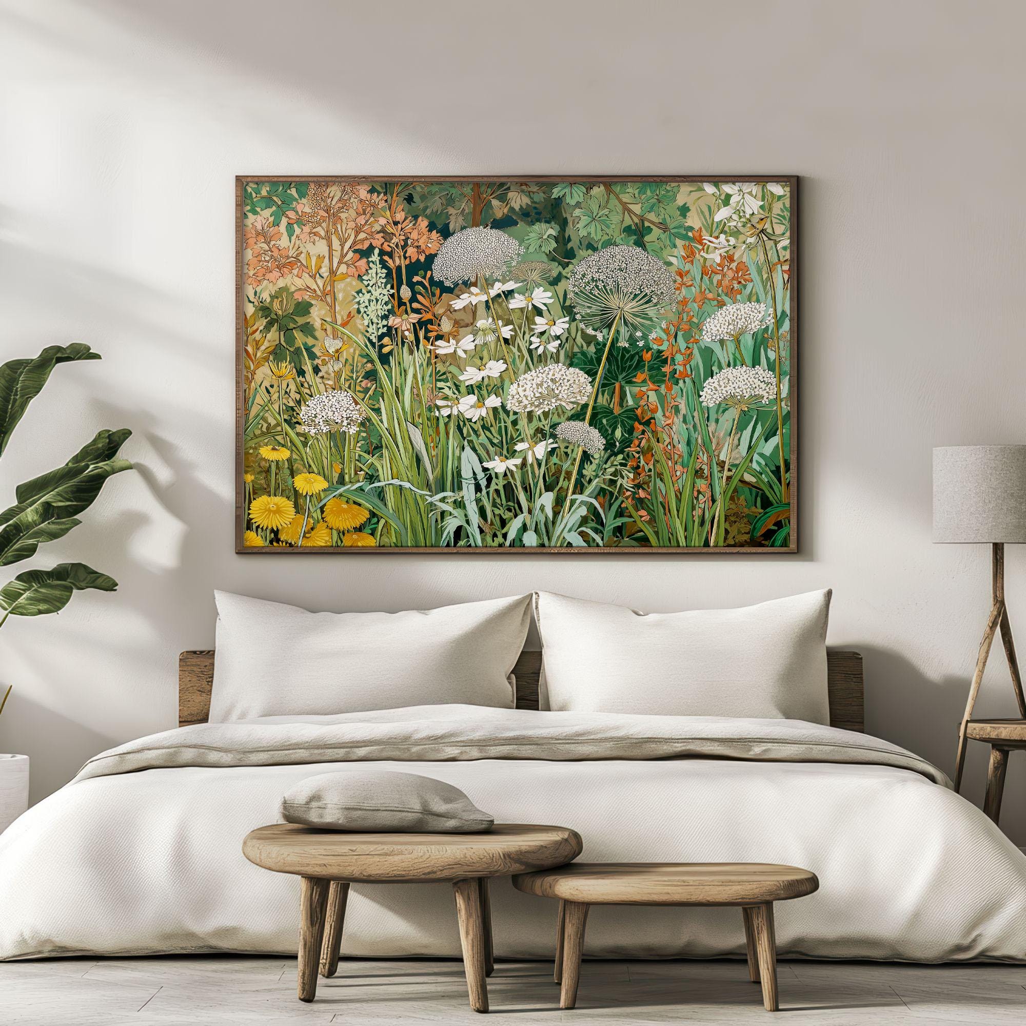 Botanical Art Print: Wildflowers Landscape Artwork Wall Decor - Etsy