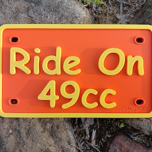 Ride On 49 cc scooter license plate