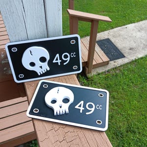 Gothic Scooter Skull Tag - Unique Motorcycle License Plate