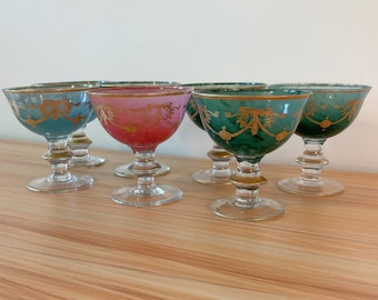 Interglass Italy Medici / Arte Italica Rialto 24K Gold Goblets Set of 7