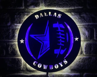 Handmade Dallas Cowboys LED Wall Sign, NFL Fan Art