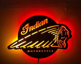 Indian Motorcycle LED Sign, Illuminated Wall Decor