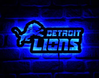 Decorazione da parete illuminata per tifosi dei Detroit Lions NFC, regalo di Natale, regalo per papà.