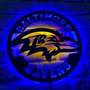 Baltimore Ravens Fan Wall Decor İlluminated wall sign Christmas Gift Man cave Gift Fan Art